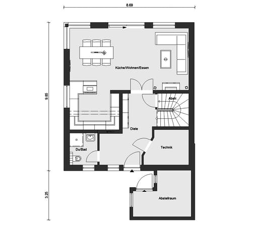 Fertighaus E 20-135.4 - Doppelhaus als Effizienzhaus 40 Plus von SchwörerHaus Schlüsselfertig ab 423830€, Grundriss 1