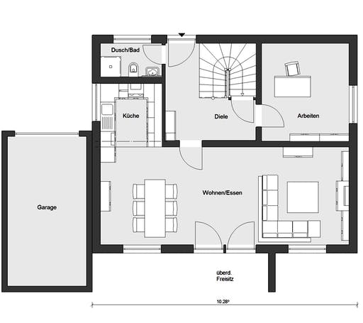 Fertighaus E 20-144.6 - Moderner Bauhausstil von SchwörerHaus Schlüsselfertig ab 358050€, Cubushaus Grundriss 1