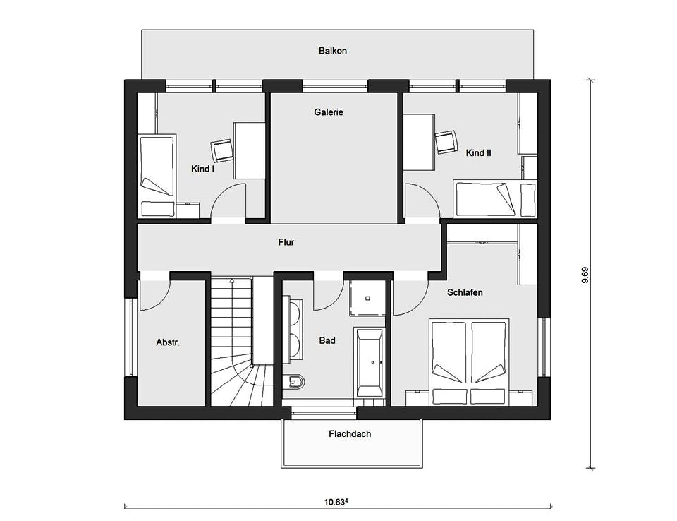 Fertighaus E 20-148.4 - Stadtvilla mit großem Balkon von SchwörerHaus Schlüsselfertig ab 387800€, Stadtvilla Grundriss 2