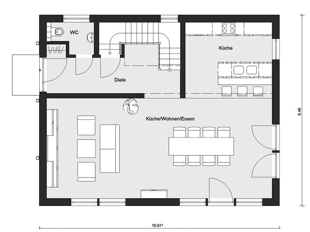 Fertighaus E 20-148.6 - Haus in rot von SchwörerHaus Schlüsselfertig ab 390600€, Satteldach-Klassiker Grundriss 1