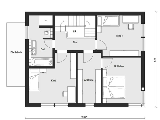 Fertighaus E 20-148.6 - Haus in rot von SchwörerHaus Schlüsselfertig ab 390600€, Satteldach-Klassiker Grundriss 2