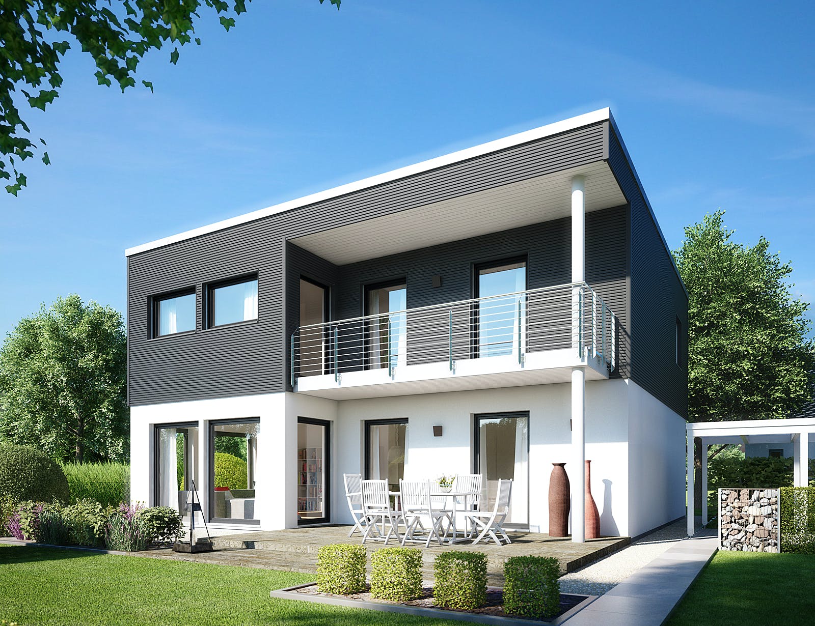 Fertighaus E 20-159.5 - Haus Kubus von SchwörerHaus Schlüsselfertig ab 523800€, Cubushaus Außenansicht 1
