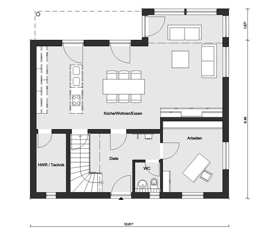Fertighaus E 20-159.5 - Haus Kubus von SchwörerHaus Schlüsselfertig ab 437861€, Cubushaus Grundriss 1
