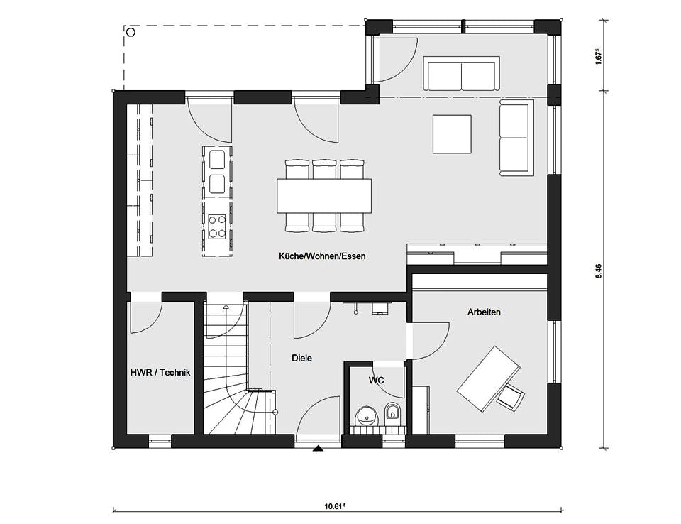 Fertighaus E 20-159.5 - Haus Kubus von SchwörerHaus Schlüsselfertig ab 523800€, Cubushaus Grundriss 1