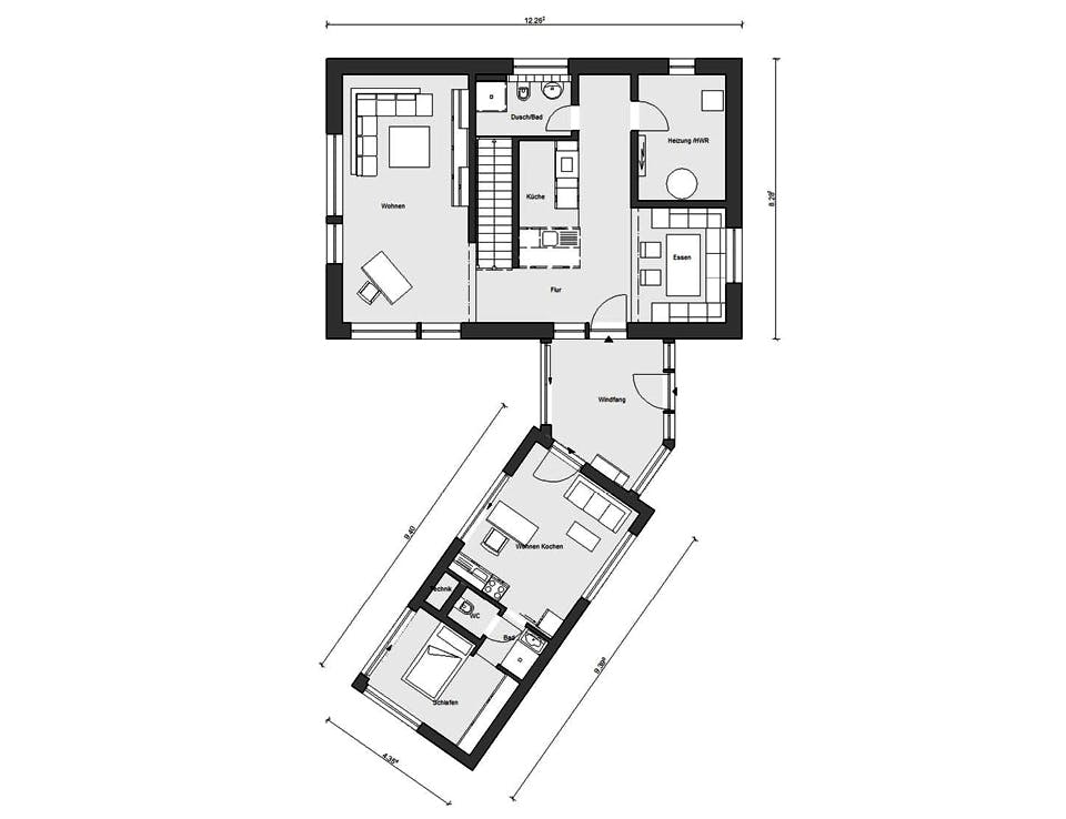 Fertighaus E 20-161.2 - Musterhaus Köln-Frechen von SchwörerHaus Schlüsselfertig ab 825000€, Satteldach-Klassiker Grundriss 1
