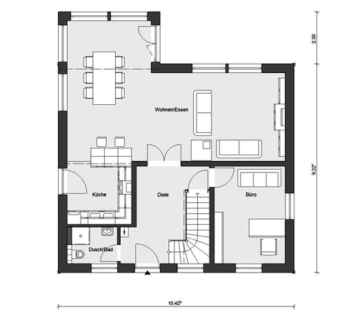 Fertighaus E 20-164.3 - Haus mit Erker-Balkon von SchwörerHaus Schlüsselfertig ab 452645€, Satteldach-Klassiker Grundriss 1