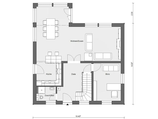 Fertighaus E 20-164.3 - Haus mit Erker-Balkon von SchwörerHaus Schlüsselfertig ab 474730€, Satteldach-Klassiker Grundriss 1 Fertighaus E 20-164.3 - Haus mit Erker-Balkon von SchwörerHaus Schlüsselfertig ab 474730€, Satteldach-Klassiker Grundriss 1