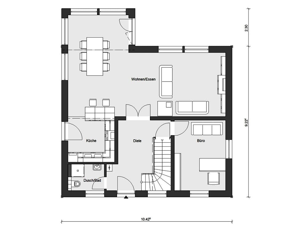 Fertighaus E 20-164.3 - Haus mit Erker-Balkon von SchwörerHaus Schlüsselfertig ab 465300€, Satteldach-Klassiker Grundriss 1
