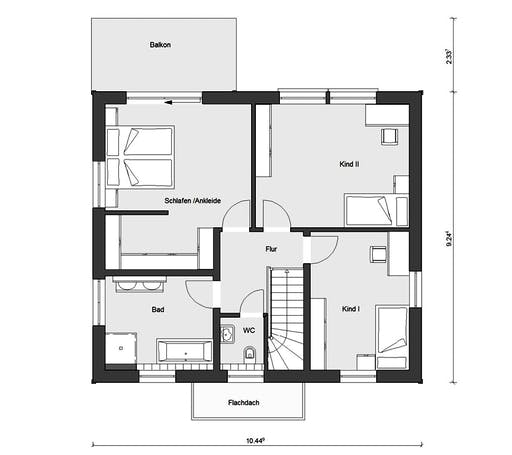 Fertighaus E 20-164.3 - Haus mit Erker-Balkon von SchwörerHaus Schlüsselfertig ab 452645€, Satteldach-Klassiker Grundriss 2
