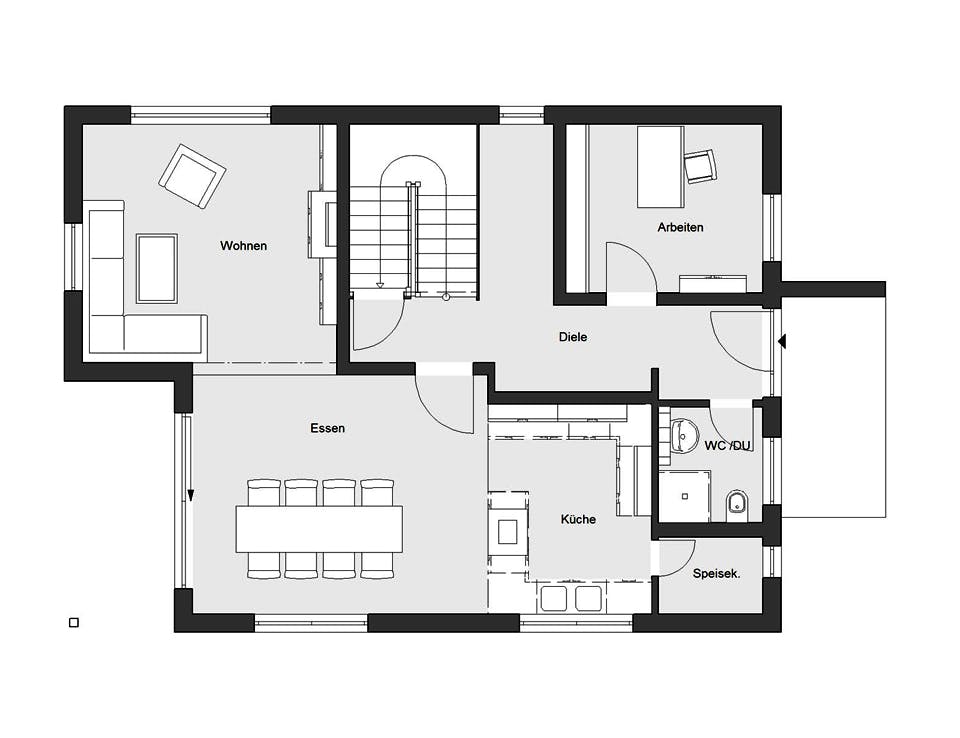 Fertighaus E 20-172.2 - Energieplus-Fertighaus von SchwörerHaus Schlüsselfertig ab 513800€, Satteldach-Klassiker Grundriss 1