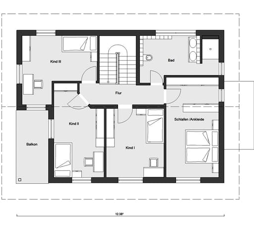 Fertighaus E 20-172.2 - Energieplus-Fertighaus von SchwörerHaus Schlüsselfertig ab 499653€, Satteldach-Klassiker Grundriss 2