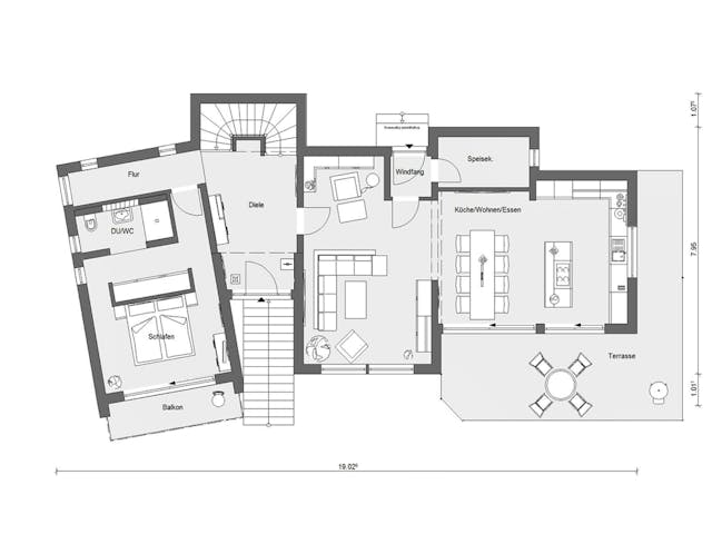 Fertighaus E 20-172.4 - Fertighaus mediterran von SchwörerHaus Schlüsselfertig ab 718985€, Satteldach-Klassiker Grundriss 1