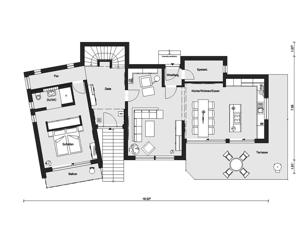 Fertighaus E 20-172.4 - Fertighaus mediterran von SchwörerHaus - Österreich Schlüsselfertig ab 683650€, Grundriss 1