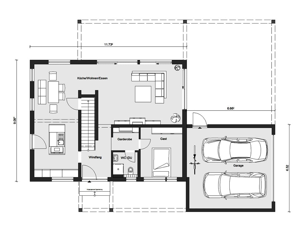 Fertighaus E 20-176.2 - Markantes Fertighaus als Kubus von SchwörerHaus Schlüsselfertig ab 517850€, Cubushaus Grundriss 1