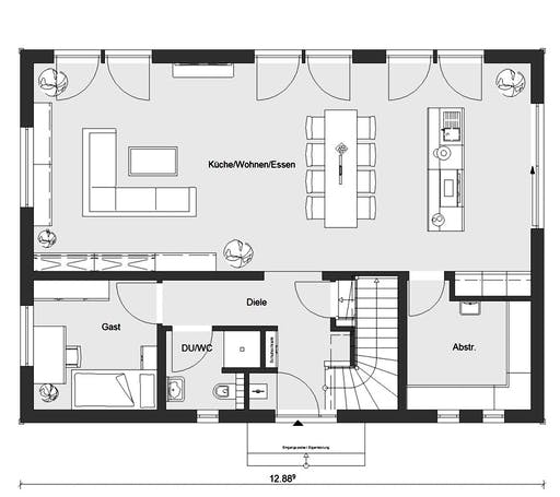 Fertighaus E 20-196.2 - Energiesparhaus von SchwörerHaus Schlüsselfertig ab 580041€, Pultdachhaus Grundriss 1