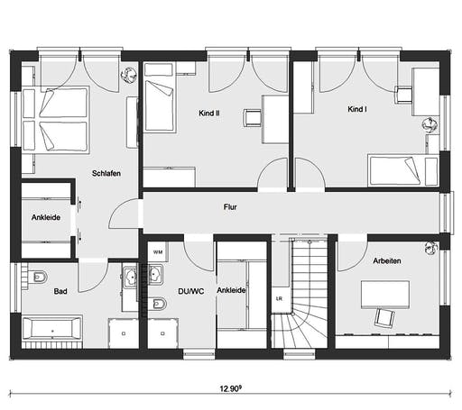 Fertighaus E 20-196.2 - Energiesparhaus von SchwörerHaus Schlüsselfertig ab 580041€, Pultdachhaus Grundriss 2