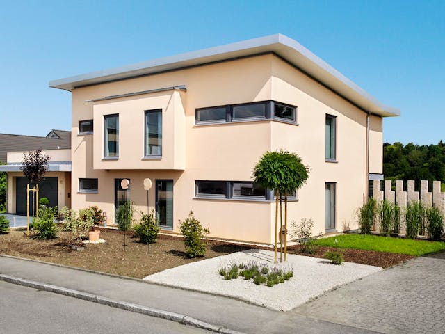 Fertighaus E 20-198.1 - Einfamilienhaus mit Z-Dach von SchwörerHaus - Österreich Schlüsselfertig ab 683980€, Außenansicht 2