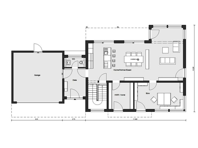 Fertighaus E 20-198.1 - Einfamilienhaus mit Z-Dach von SchwörerHaus - Österreich Schlüsselfertig ab 683980€, Grundriss 1