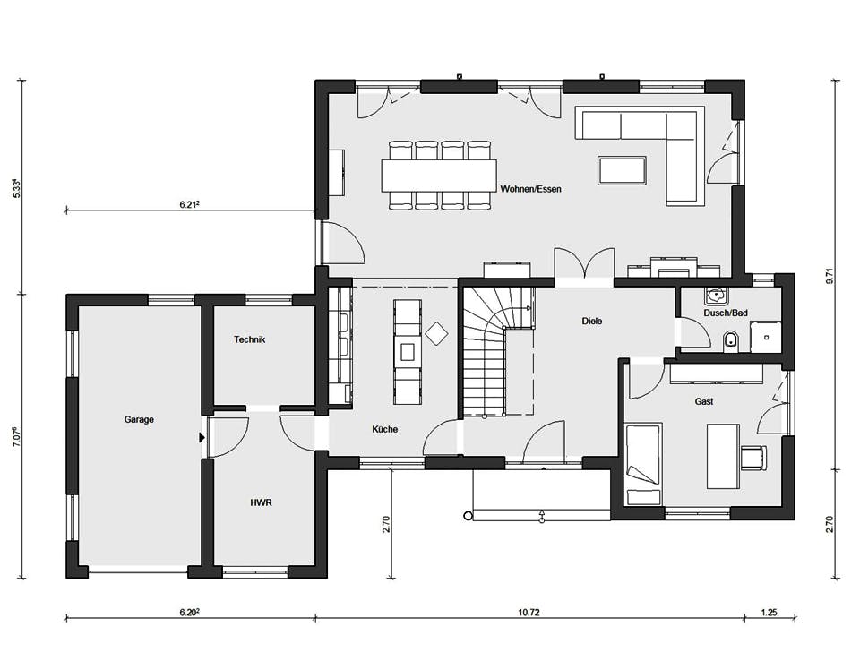 Fertighaus E 20-201.1 - Französischer Landhausstil von SchwörerHaus Schlüsselfertig ab 630700€, Stadtvilla Grundriss 1