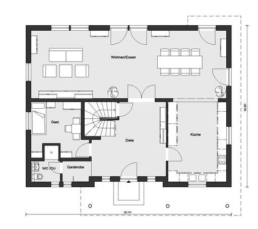 Fertighaus E 20-204.1 - Mediterrane Stadtvilla von SchwörerHaus Schlüsselfertig ab 593324€, Stadtvilla Grundriss 1