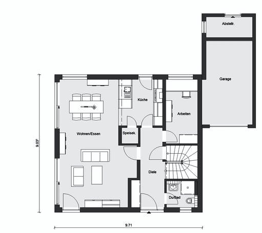 Fertighaus E 20-144.8 - Skandinavisches Holzhaus als Fertighaus von SchwörerHaus Schlüsselfertig ab 403904€, Grundriss 1