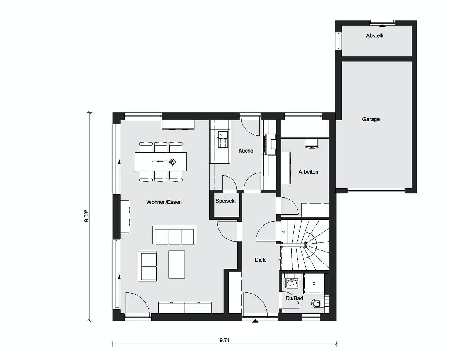 Fertighaus E 20-144.8 - Skandinavisches Holzhaus als Fertighaus von SchwörerHaus Schlüsselfertig ab 428700€, Grundriss 1