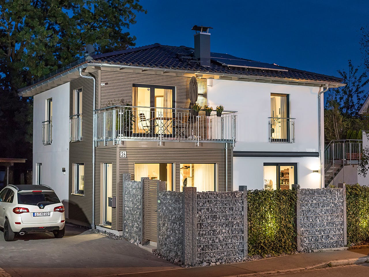 Fertighaus E 20-163.2 - Nachhaltige Stadtvilla von SchwörerHaus Schlüsselfertig ab 448554€, Stadtvilla Außenansicht 1