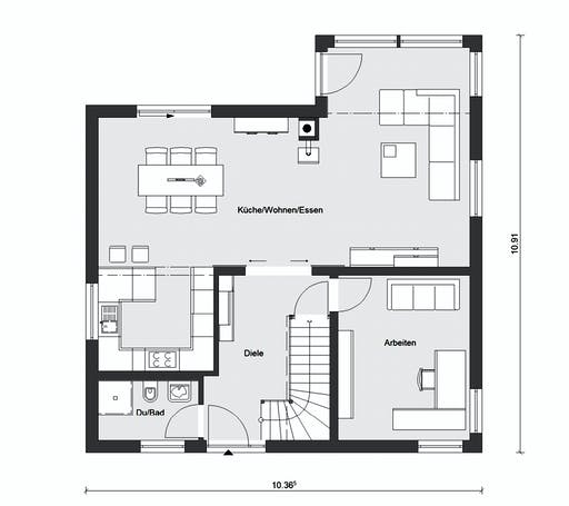 Fertighaus E 20-163.2 - Nachhaltige Stadtvilla von SchwörerHaus Schlüsselfertig ab 423192€, Stadtvilla Grundriss 1