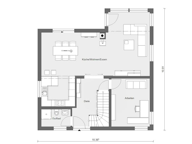 Fertighaus E 20-163.2 - Nachhaltige Stadtvilla von SchwörerHaus Schlüsselfertig ab 457570€, Stadtvilla Grundriss 1