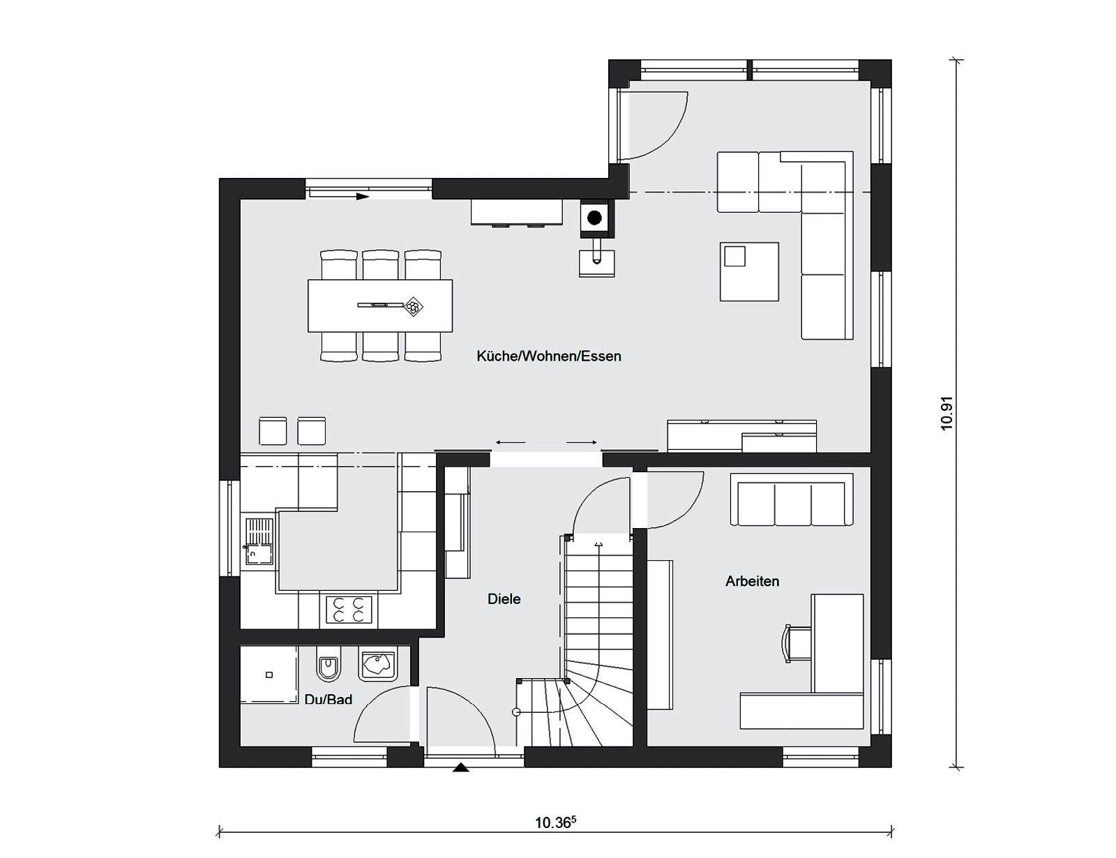 Fertighaus E 20-163.2 - Nachhaltige Stadtvilla von SchwörerHaus Schlüsselfertig ab 438350€, Stadtvilla Grundriss 1