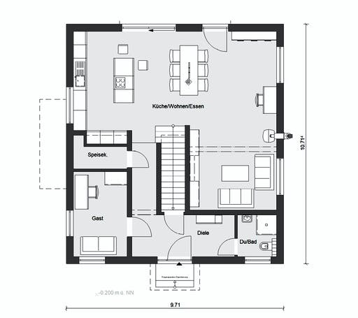Fertighaus E 20-173.3 - Stadtvilla in Hanglage von SchwörerHaus Schlüsselfertig ab 451721€, Stadtvilla Grundriss 1