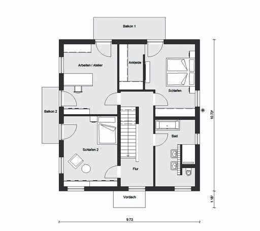 Fertighaus E 20-173.3 - Stadtvilla in Hanglage von SchwörerHaus Schlüsselfertig ab 451721€, Stadtvilla Grundriss 2
