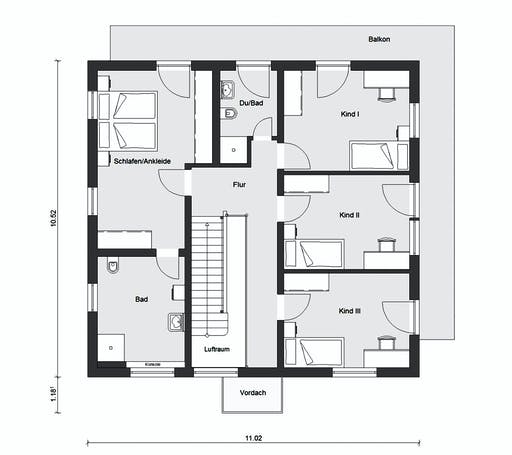Fertighaus E 20-189.4 - Individuelle Stadtvilla nach eigenem Wunsch von SchwörerHaus Schlüsselfertig ab 520097€, Grundriss 2