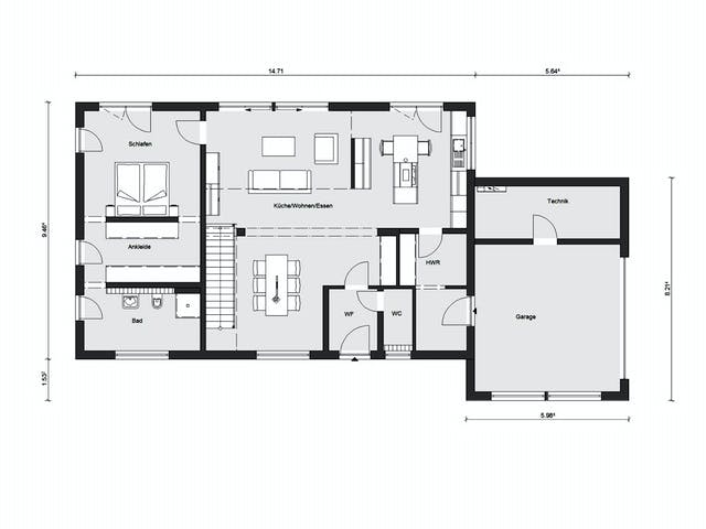 Fertighaus E 20-220.1 - Moderne Villa mit Flachdach von SchwörerHaus - Österreich Schlüsselfertig ab 586630€, Grundriss 1
