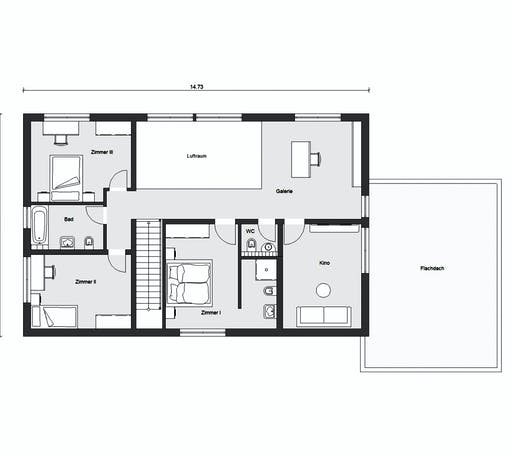 Fertighaus E 20-220.1 - Moderne Villa mit Flachdach von SchwörerHaus Schlüsselfertig ab 578655€, Cubushaus Grundriss 2