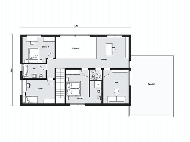 Fertighaus E 20-220.1 - Moderne Villa mit Flachdach von SchwörerHaus - Österreich Schlüsselfertig ab 586630€, Grundriss 2