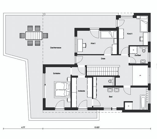 Fertighaus E 20-222.1 - Villa in Hanglage von SchwörerHaus Schlüsselfertig ab 921113€, Cubushaus Grundriss 2