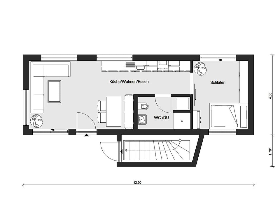 Fertighaus F 10-043.7 - FlyingSpaces Bungalow von SchwörerHaus Schlüsselfertig ab 307000€, Bungalow Grundriss 1