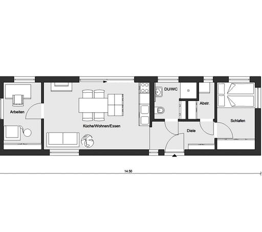 Fertighaus F 10-049.10 - Minihaus von SchwörerHaus Schlüsselfertig ab 189998€, Bungalow Grundriss 1