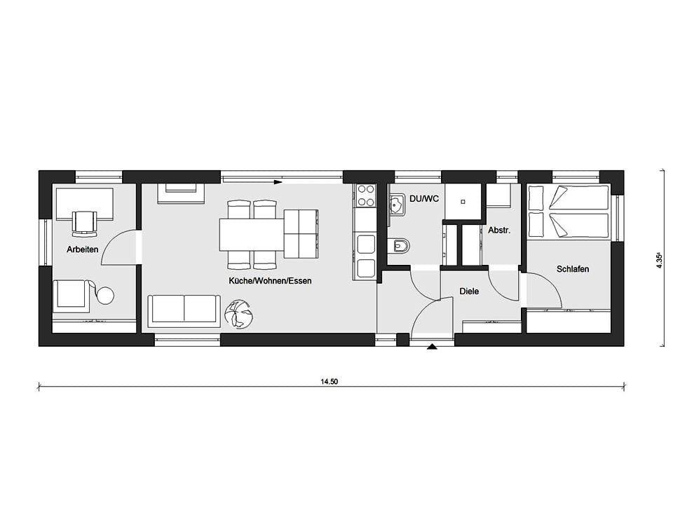 Fertighaus F 10-049.10 - Minihaus von SchwörerHaus Schlüsselfertig ab 196000€, Bungalow Grundriss 1