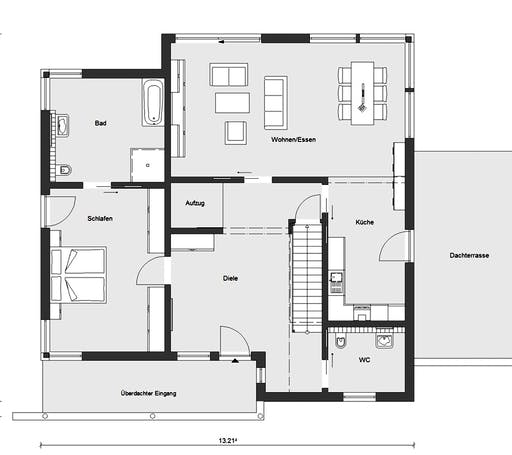 Fertighaus M 20-272.1 - Fertighaus rollstuhlgerecht von SchwörerHaus Schlüsselfertig ab 729729€, Pultdachhaus Grundriss 1