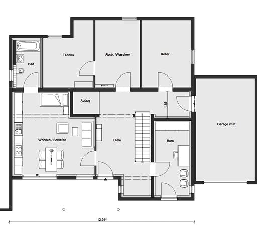 Fertighaus M 20-272.1 - Fertighaus rollstuhlgerecht von SchwörerHaus Schlüsselfertig ab 729729€, Pultdachhaus Grundriss 3