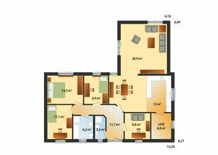 Seeland - Winkelbungalow Grundriss
