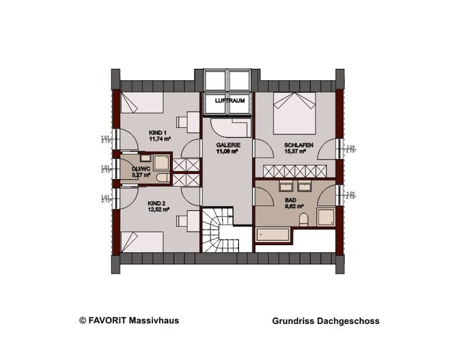 Massivhaus Select 143 von Favorit Massivhaus Schlüsselfertig ab 387600€, Satteldach-Klassiker Grundriss 2