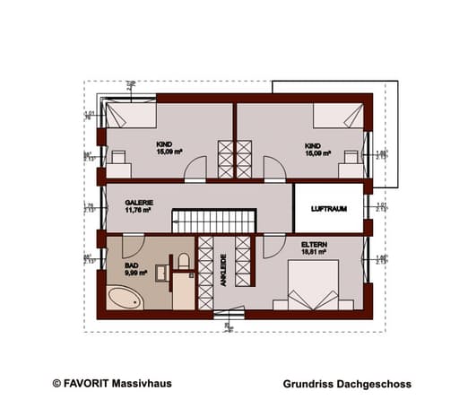Massivhaus Select 157 edition von Favorit Massivhaus Schlüsselfertig ab 351580€, Satteldach-Klassiker Grundriss 2