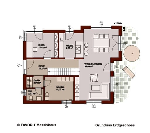 Massivhaus Select 157 edition von Favorit Massivhaus Schlüsselfertig ab 351580€, Satteldach-Klassiker Grundriss 1