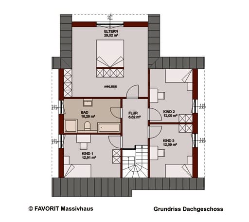 Massivhaus Select 168 von Favorit Massivhaus Schlüsselfertig ab 350600€, Satteldach-Klassiker Grundriss 2