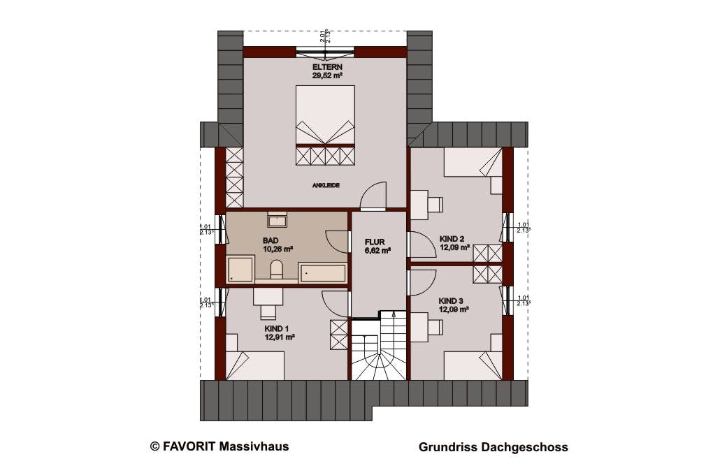 Massivhaus Select 168 von Favorit Massivhaus Schlüsselfertig ab 359840€, Satteldach-Klassiker Grundriss 2