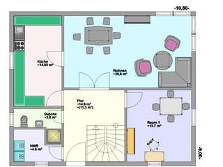 Fertighaus Sento von Hagemann Haus Schlüsselfertig ab 197000€, Satteldach-Klassiker Grundriss 1