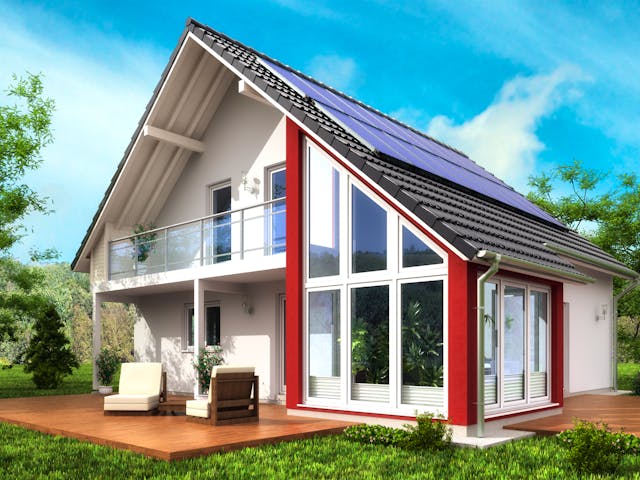 Fertighaus SH 160 WG von ScanHaus Marlow, Satteldach-Klassiker Außenansicht 1
